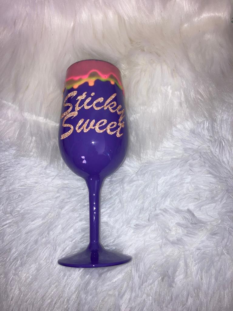 Sticky Sweet Wine Glass ~ Ready to Ship