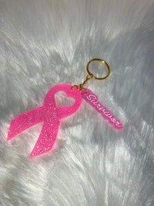 Breast Cancer Ribbon Keychains