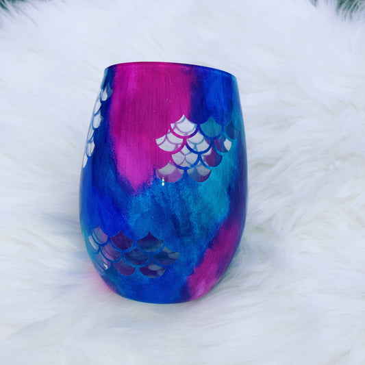 Mermaid Peekaboo Wine Glass ~ Made to Order